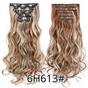 Alileader 22Inch Synthetic Long Curly 16Clips Clip in Hair Extensions Body Wave Hairpiece 6Pcs Resistant Fiber Ombre Blond Women