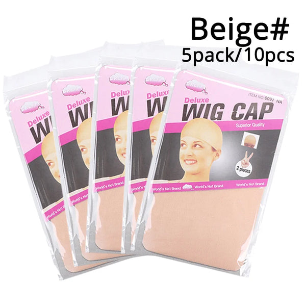 Clearance Quality Deluxe Wig Cap Hair Net for Weave 10pcs=5packs Hair Wig Nets Stretch Mesh Wig Cap for Making Wigs Free Size