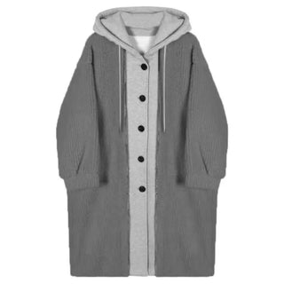 Buy 13 Autumn and Winter Korean Version the New Fake Two Long Cardigan Coat Female Y2K Fashion Lamb Hair Lazy Wind Hooded Woolen Coats