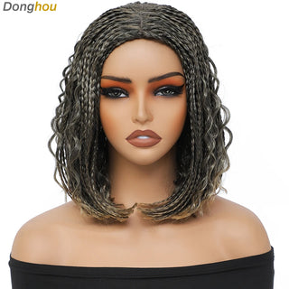 Buy 1b-27-color 12 Inch Box Braided Wigs Perruque Tresse Africaine Cheap Wigs on Sale Clearance Short Bob Braids Wig With Boho Curly for Women