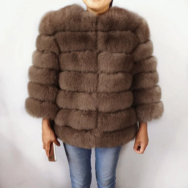 100% True Fur Coat Women's Warm and Stylish Natural Fox Fur Jacket Vest Leather Coat Natural Fur Coats  Free Shipping