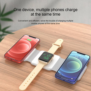 3 in 1 Foldable Magnetic Wireless Chargers for iPhone 14 13 12Pro Max Portable Fast 15W Wireless Charger for Apple Watch/AirPods