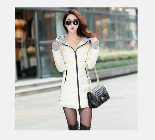 1pcs/Lot Korean Style Winter Woman Long Winter Hooded Coat Oversize Winter Autumn Warm Down Long Coat