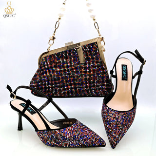 Buy rainbow-black Fashion Bag Shoulder Bag and Strap High Heels  Shoes and Bag