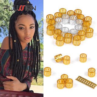 50-100 Pcs Dreadlock Beads Metal Hair Clips Accessories for Dreadlocks 7 Colorful Adjustable Hair Bead Golden Silver Hair Rings