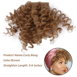 Buy brown AILIADE Women Afro Kinky Curly Bang Fake Fringe Clips in Bangs Wig Hair Natural Black Bang Synthetic Hair Extension