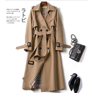 Buy khaki ANSZKTN Fall Winter Wholesale Long Trench Coats Women Military Style Plus Size Overcoats Coat