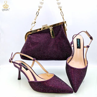 Buy d-purple Fashion Bag Shoulder Bag and Strap High Heels  Shoes and Bag