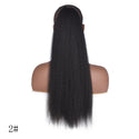 22 Inch Afro Long Straight Drawstring Ponytail Synthetic Yaki Hair Bun Pony Tail Clip in Hair Extensions for Black Women