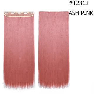 Buy ash-pink-t2312 BENEHAIR Synthetic Clip in Hair Extension Long Straight Hair Piece Clip Hair Red Pink Purple Grey Hairpiece Fake Hair for Women