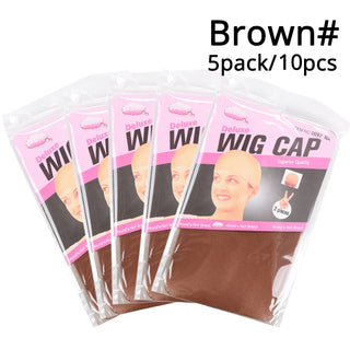 Buy brown-10pcs Clearance Quality Deluxe Wig Cap Hair Net for Weave 10pcs=5packs Hair Wig Nets Stretch Mesh Wig Cap for Making Wigs Free Size