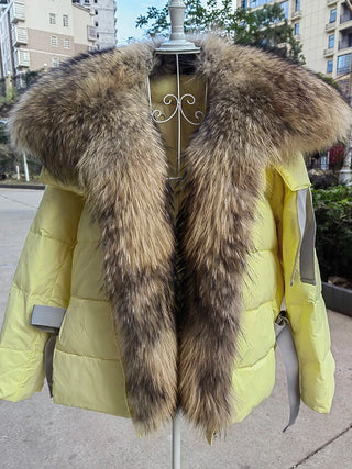 Buy 15 2023 Women Winter  Coat Real Big Fox Fur Collar With Goose Down Jacket Trim Light Autumn Outwear High Quality Lady Coats