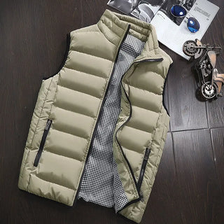 Buy khaki Vest Men New Stylish Autumn Vests Winter Warm Sleeveless Jacket Army Waistcoat Mens Vest Fashion Casual Coats Mens Plus Size 5XL