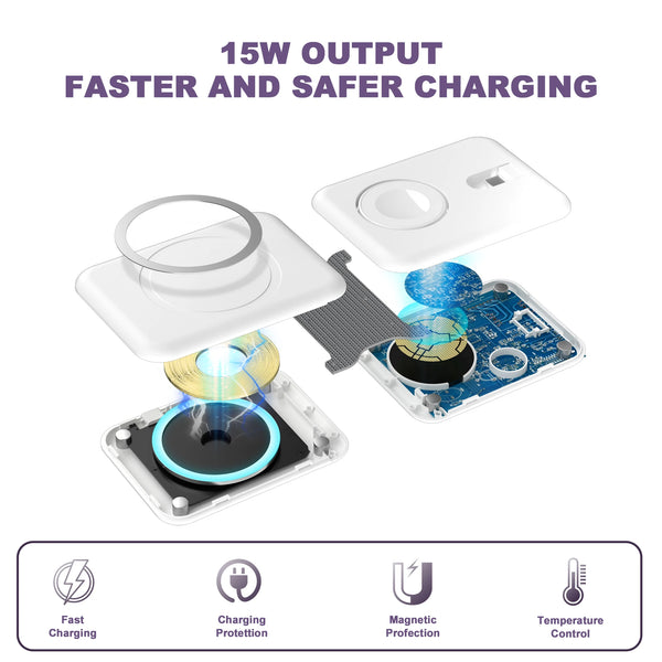 3 in 1 for iPhone 14Pro Max/13/12Pro/11/Xs/ Fast Magnetic Qi Wireless Charger Fast Charging for Apple Watch 8/7 for Airpods Pro