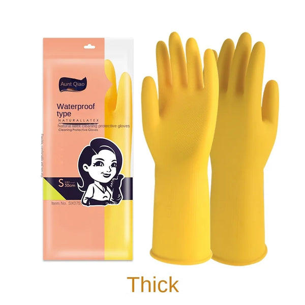 1 Pair Thick Rubber Gloves Plastic Latex Wear-Resistant Dishwashing Household Labor Protection Glove Car Wash Waterproof Kitchen