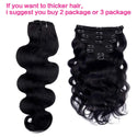 Body Wave Clip in Hair Extensions 100% Human Hair With Double Weft Brazilian Clip in 8Pcs 120G for Black Woman Clip Ins Hair #1B