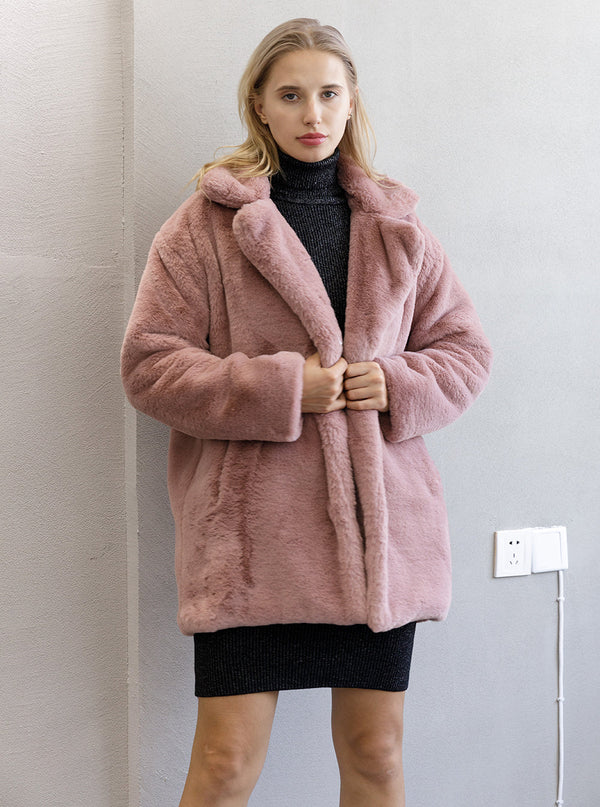 2022 Autumn Winter New Women Faux Fur Coat Elegant Fluffy Thick Warm Artificial Fur Coats