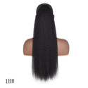 22 Inch Afro Long Straight Drawstring Ponytail Synthetic Yaki Hair Bun Pony Tail Clip in Hair Extensions for Black Women