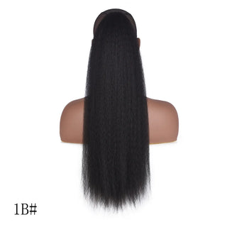 Buy 1b 22 Inch Afro Long Straight Drawstring Ponytail Synthetic Yaki Hair Bun Pony Tail Clip in Hair Extensions for Black Women