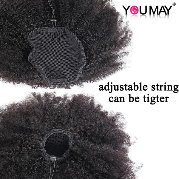 Afro Kinky Curl Drawstring Ponytail Human Hair Ponytail for Black Women Clip in Hair Extensions Human Hair Wrap Ponytails YouMay