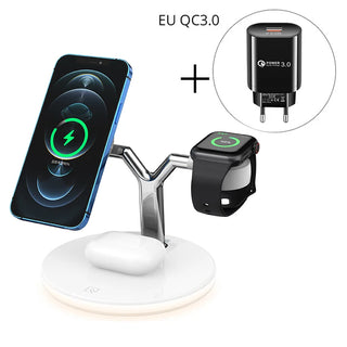 Buy with-eu-plug1 3 in 1 Magnetic Wireless Charger 15W Fast Charging Station for Magnetic iPhone 14 13 12 Pro Max Chargers for Apple Watch Airpods