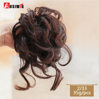 Buy dark-brown AOSIWIG Synthetic Long Curly Chignons Hair Tails Clip in Hair Extensions Fake Hair Pieces Heat Resistant Chignons for Women