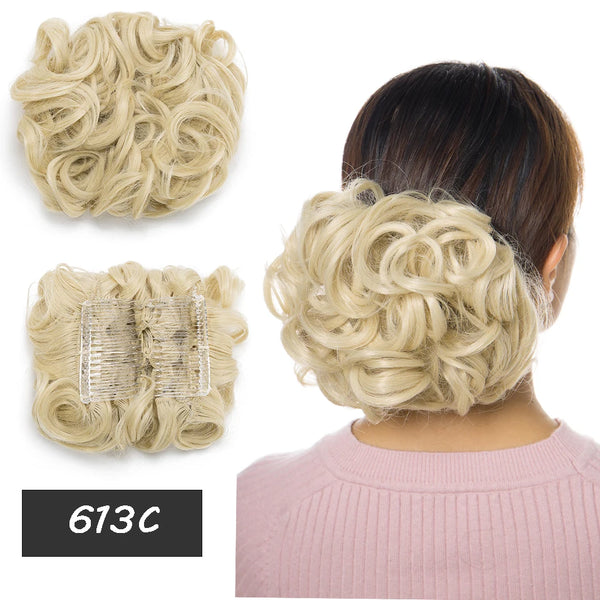 BENEHAIR Synthetic Scrunchy Hair Bun Messy Hair Bun Curly Chignon Hairpiece for Women Hair Combs Clip in Hair Extension Updo