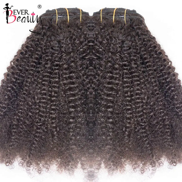 3C 4A Afro Kinky Curly Clip in Human Hair Extensions Brazilian Remy Hair 100% Human Natural Clip Ins Hair Bundle Ever Beauty