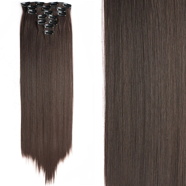 22Inch Long Straight Wavy Hair Extension 7Pcs/Set 16 Clips High Tempreture Synthetic Hairpiece Clip in Hair Extensions