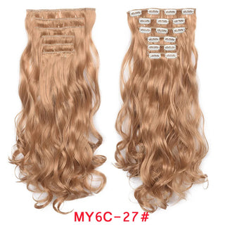 Buy my6c-27 Clip in Hair Extension 20Inch 16 Clips Long Synthetic Hair Heat Resistant Hairpiece Natural Wavy Ombre Hair Piece 6Pcs/Set LIHUI