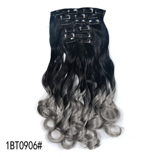 Buy my6c-18t0906 16 Clips Clip in Hair Extension Long Synthetic Hair Heat Resistant Hairpiece Natural Wavy Ombre Hair Piece 6Pcs/Set 20Inch LIHUI