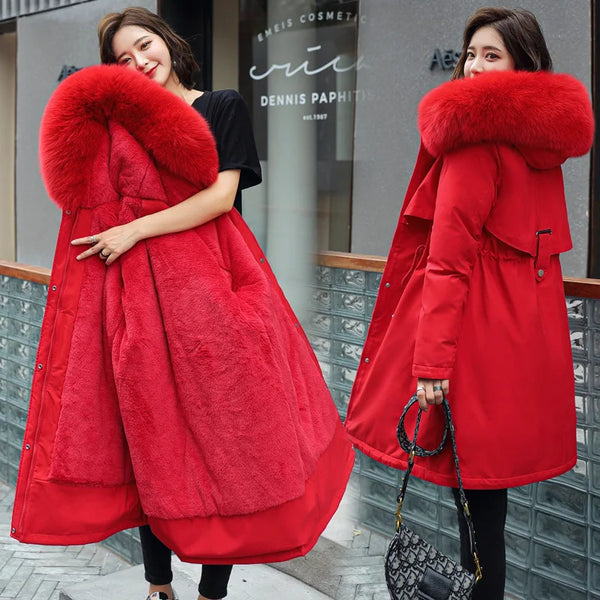 2022 New Cotton Thicken Warm Winter Jacket Coat Women Casual Parka Winter Clothes Fur Lining Hooded Parka Mujer Coats Clothes