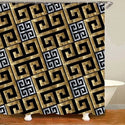 3D Luxury Black Gold Greek Key Meander Baroque Bathroom Curtains Shower Curtain Set for Bathroom Modern Geometric Bath Rug Decor