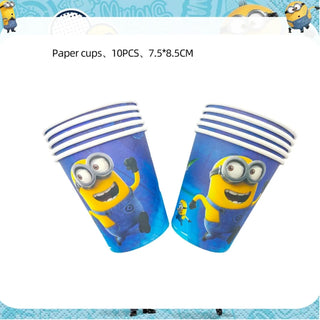 Buy cup-10pcs Big Eye Yellow Man Birthday Decoration Disposable Tableware Tablecloth Plate Cup Balloon Baby Shower Boys Girls Party Supplies