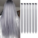 Clip in Hair Extensions Colored Party Highlights 22 Inches 6pcs/Pack Multi-Colors Straight Hair Synthetic Hairpieces Royal Blue