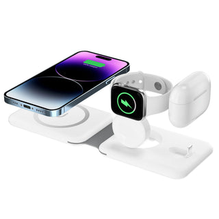 Buy 15w-white 3 in 1 Foldable Magnetic Wireless Chargers for iPhone 14 13 12Pro Max Portable Fast 15W Wireless Charger for Apple Watch/AirPods