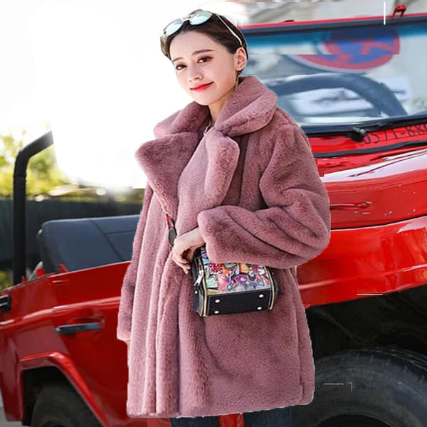 2022 Autumn Winter New Women Faux Fur Coat Elegant Fluffy Thick Warm Artificial Fur Coats