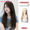 BEAUTY U-Shaped Hair Extension Synthetic Hair Long Straight Clip in Hair Extensions False Hair Black Ren Hair Pieces for Women