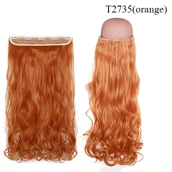 BENEHAIR Synthetic Hairpieces 24" 5 Clips in Hair Extension One Piece Long Curly Hair Extension for Women Pink Red Purple Hair