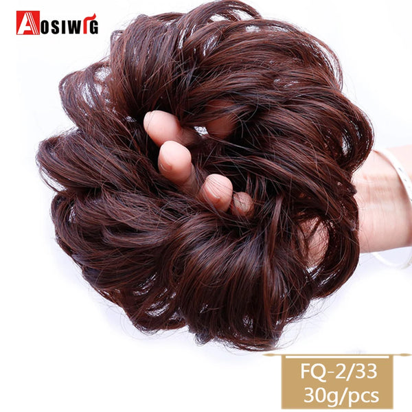 AOSIWIG Synthetic Long Curly Chignons Hair Tails Clip in Hair Extensions Fake Hair Pieces Heat Resistant Chignons for Women