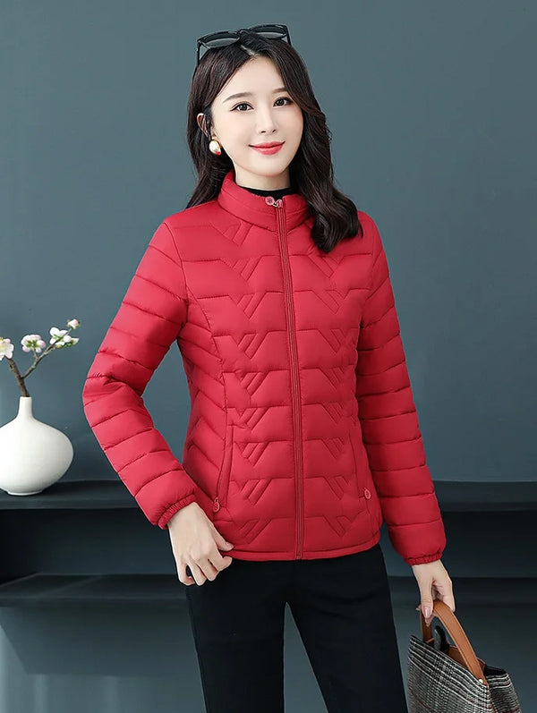 2020 Autumn Winter Jackets Middle-Aged Women's Down Cotton Coat Stand-Up Collar Large Size Thin  and Light Warm Coats Outwear 5X