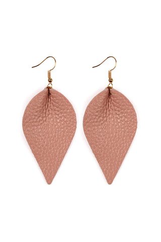 Buy pink Teardrop Shape Genuine Leather Earrings