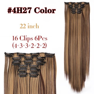 Buy 4h27-zhi Alileader Synthetic Hair 16 Clip in Hair Extension Clip for Women 6Pcs/Set Hair Extension Clip in Ombre Fake Hairpiece Long Wavy