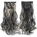 Alileader 22Inch Synthetic Long Curly 16Clips Clip in Hair Extensions Body Wave Hairpiece 6Pcs Resistant Fiber Ombre Blond Women