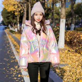 Buy photo-color-1 2023 New Winter Jacket Coats Women Parkas Hooded Glossy Down Cotton Jacket Warm Casual Parka Padded Cotton Coat Female P1062