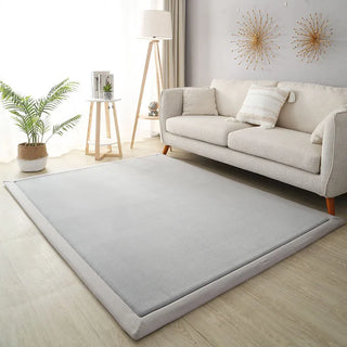 Buy grey Thick Coral Fleece Carpet for Living Room Bedroom Kids Room Play Area Rugs Anti Slip Japan Tatami Floor Mat Prayer Mattress Grey