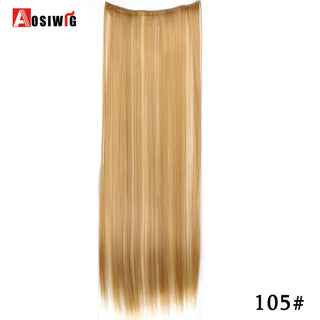 Buy 105 AOSIWIG Long Straight Natural Fake Hairpieces Black Brown Color  High Temperture Synthetic 5 Clip in Hair Extensions for Women