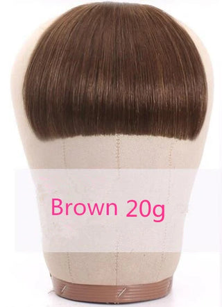 Buy brown-20g Brazilian Human Hair Blunt Bangs Clip in Human Hair Extension Non-Remy Clip on Natural Fringe Hair Bangs Neat Bang Hairpieces