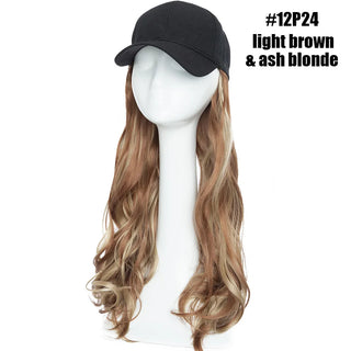 Buy 12p24 BENEHAIR Synthetic Baseball Cap With Hair Long Wavy Fake Hair Hat Wig Hair Extensions Hat With Hair Natural Hairpiece for Women