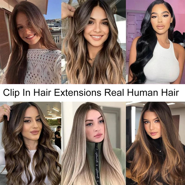 Clip in Hair Extensions Human Hair 10 to 26 Inch Brazilian Remy Straight Hair